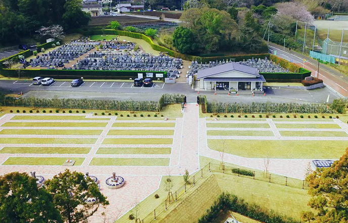 袖ケ浦霊苑の空撮イメージです。